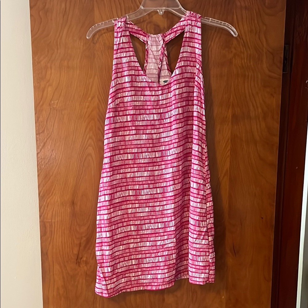 Pink and White Striped Sleeveless Dress